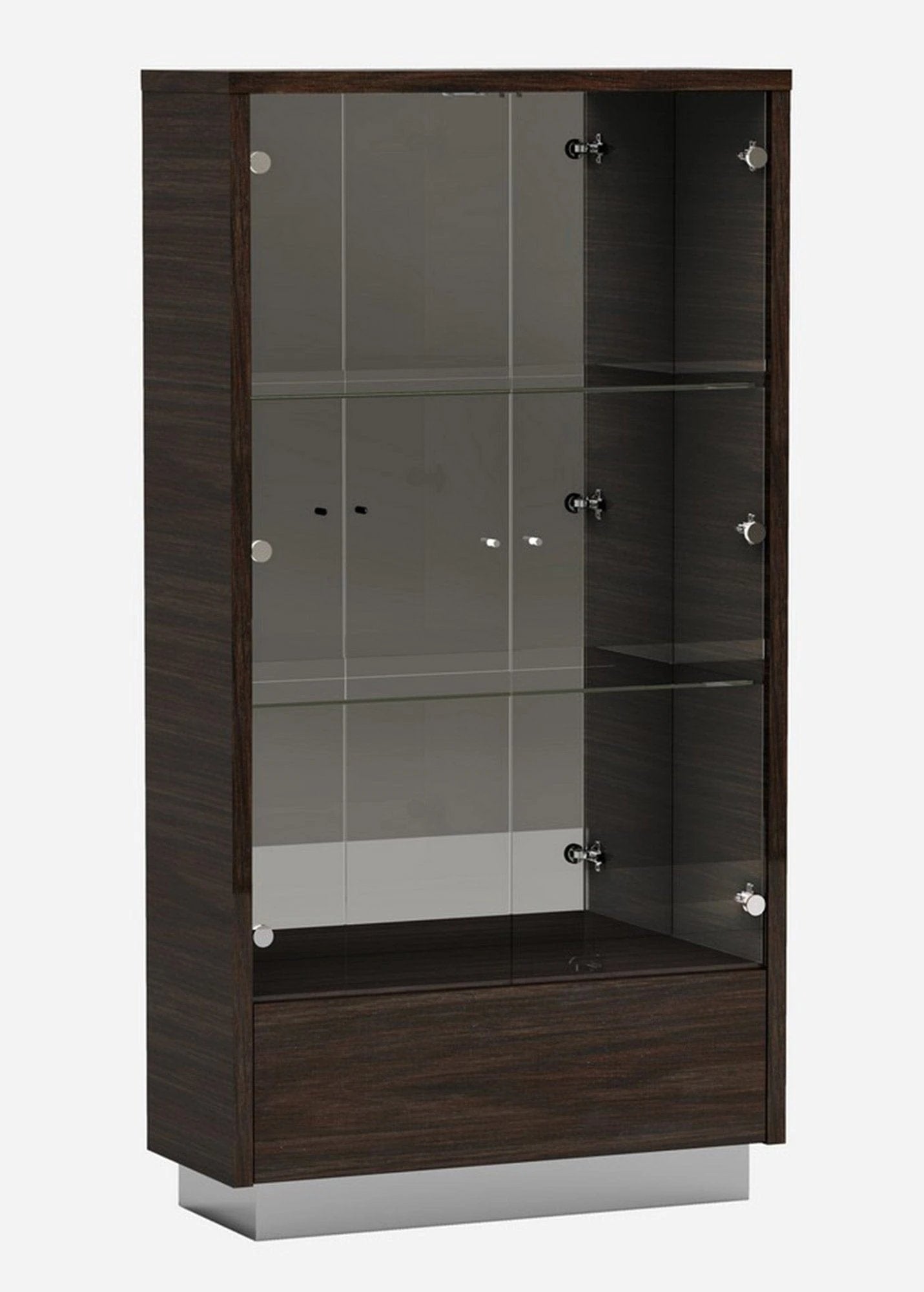 43" Silver and Dark Brown Display Stand With Three Shelves And One Drawer - Homeroots - Flyclothing LLC