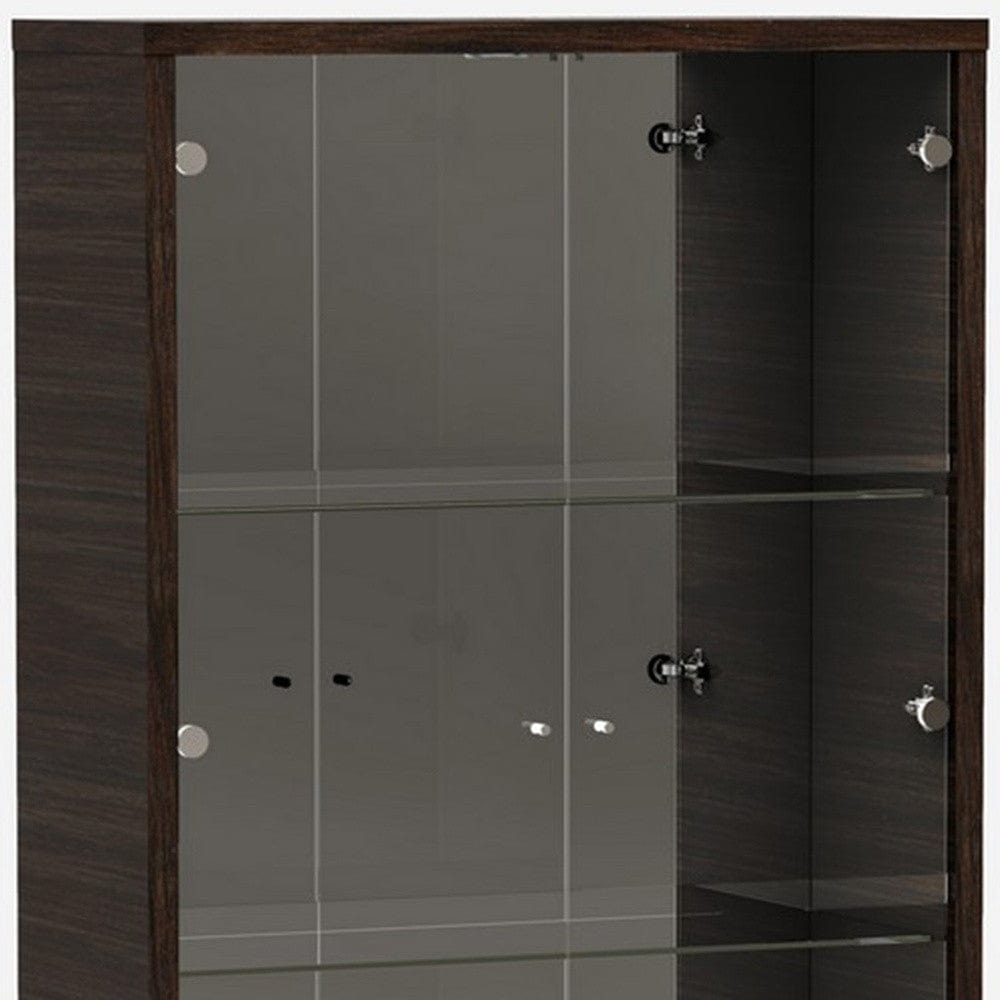 43" Silver and Dark Brown Display Stand With Three Shelves And One Drawer - Homeroots - Flyclothing LLC