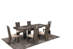 Seven Piece Gray Dining Set with Six Chairs - Homeroots