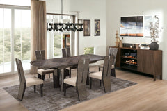 Seven Piece Gray Dining Set with Six Chairs - Homeroots
