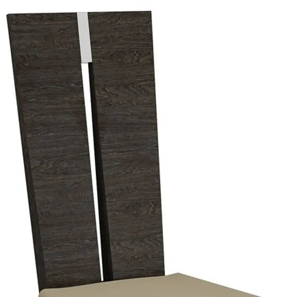 Set of Two Gray And Dark Brown Upholstered Dining Side Chairs - Homeroots - Flyclothing LLC