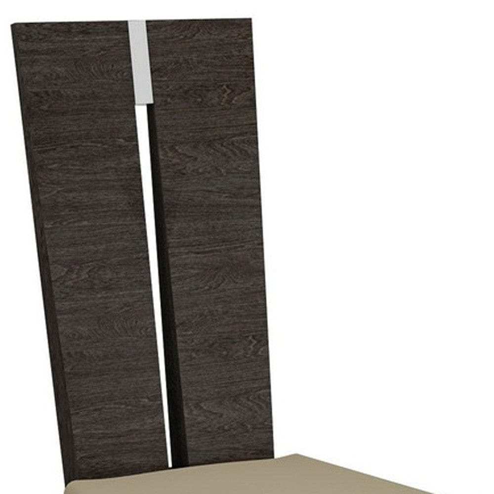 Set of Two Gray And Dark Brown Upholstered Dining Side Chairs - Homeroots - Flyclothing LLC