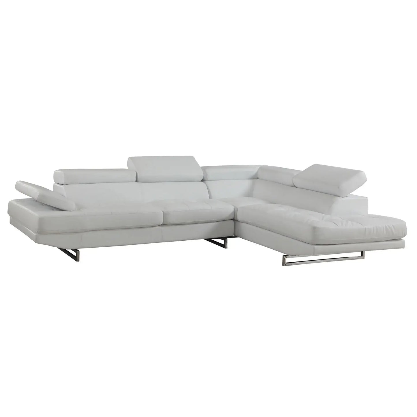 Gray Leather L Shaped Two Piece Corner Sectional - Homeroots - Flyclothing LLC