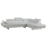 Gray Leather L Shaped Two Piece Corner Sectional - Homeroots - Flyclothing LLC