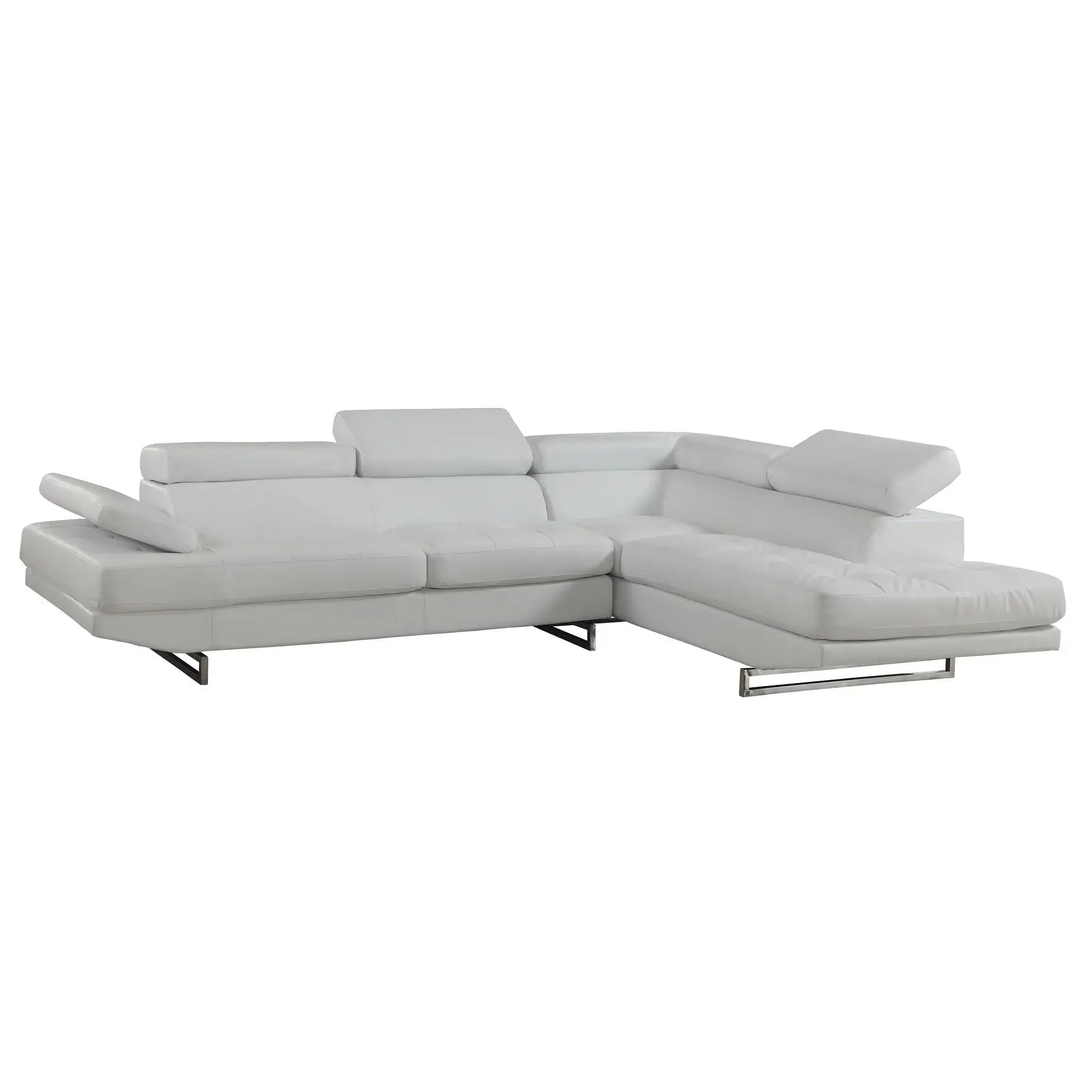 Gray Leather L Shaped Two Piece Corner Sectional - Homeroots - Flyclothing LLC