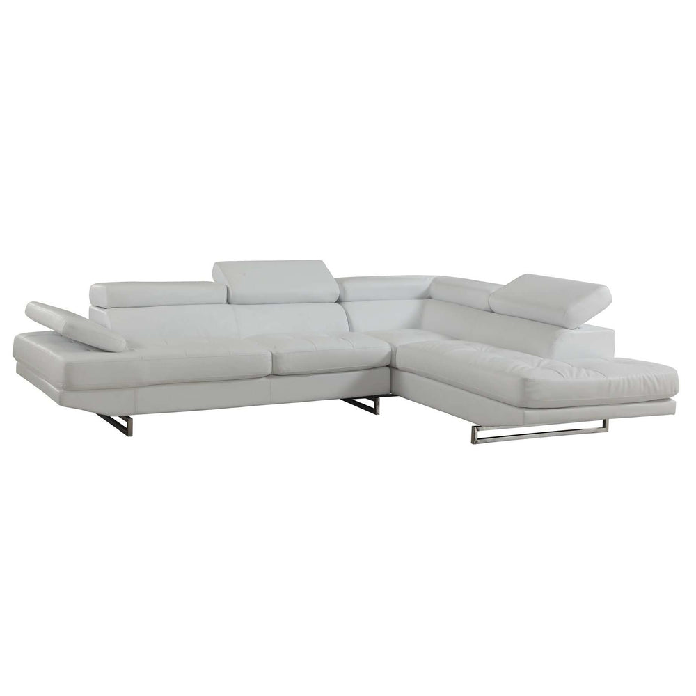 Gray Leather L Shaped Two Piece Corner Sectional - Homeroots