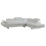 Gray Leather L Shaped Two Piece Corner Sectional - Homeroots