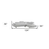 Gray Leather L Shaped Two Piece Corner Sectional - Homeroots - Flyclothing LLC