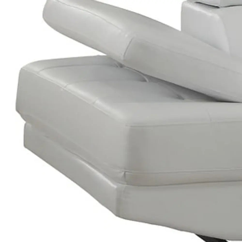 Gray Leather L Shaped Two Piece Corner Sectional - Homeroots - Flyclothing LLC