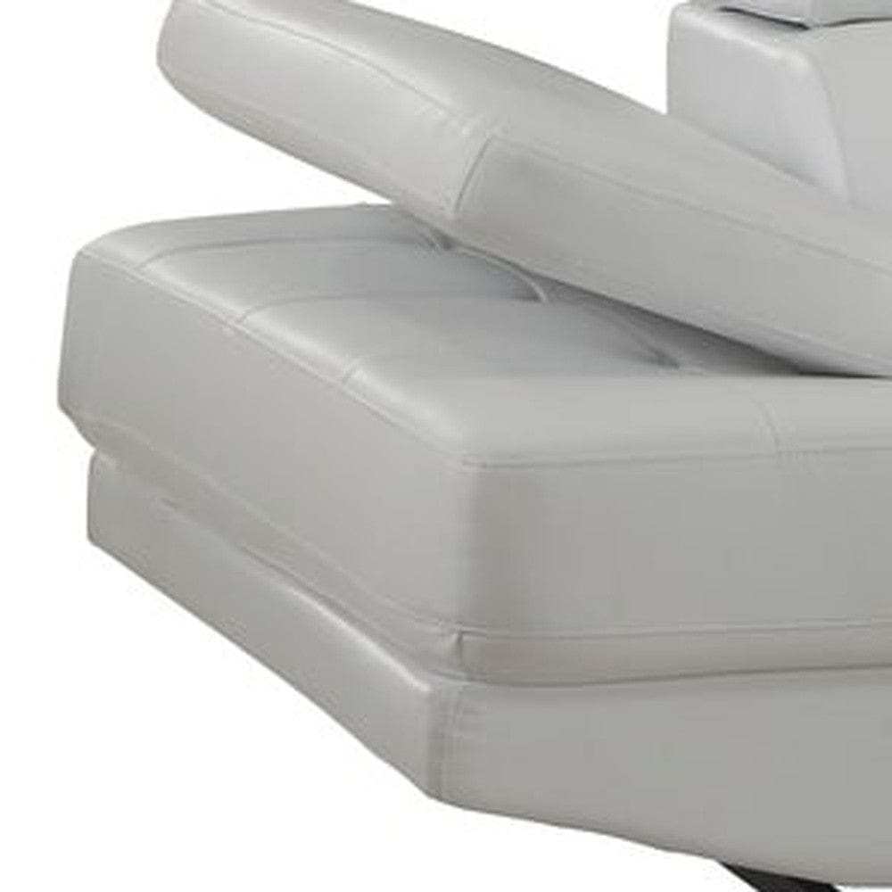 Gray Leather L Shaped Two Piece Corner Sectional - Homeroots - Flyclothing LLC