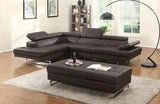 Black Leather L Shaped Two Piece Corner Sectional - Homeroots - Flyclothing LLC