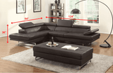 Black Leather L Shaped Two Piece Corner Sectional - Homeroots - Flyclothing LLC