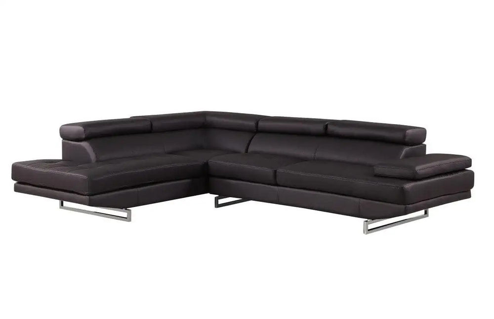 Black Leather L Shaped Two Piece Corner Sectional - Homeroots