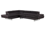 Black Leather L Shaped Two Piece Corner Sectional - Homeroots