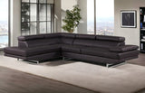 Black Leather L Shaped Two Piece Corner Sectional - Homeroots