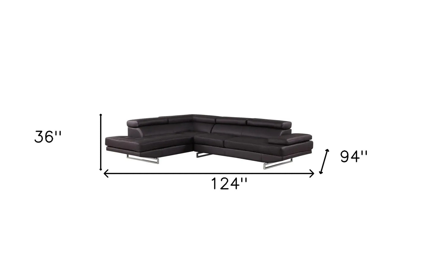 Black Leather L Shaped Two Piece Corner Sectional - Homeroots - Flyclothing LLC