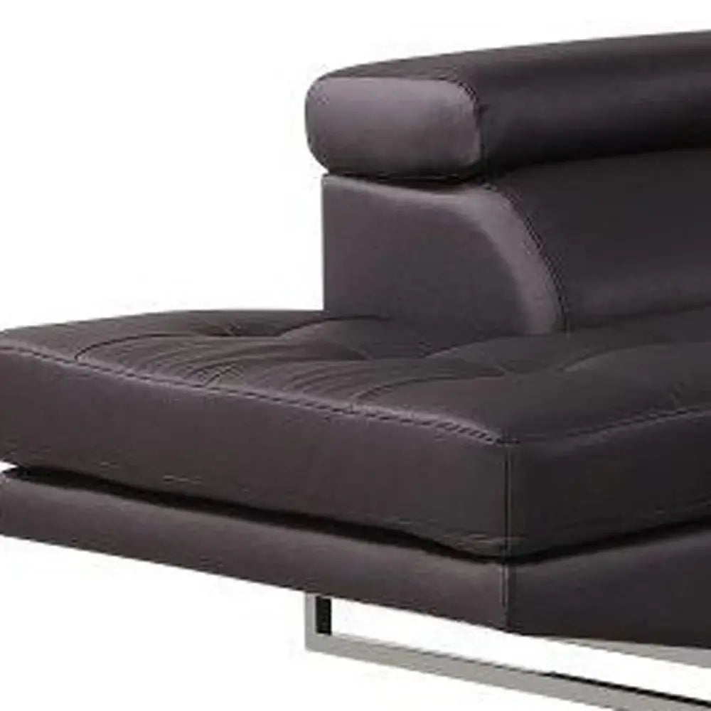 Black Leather L Shaped Two Piece Corner Sectional - Homeroots - Flyclothing LLC