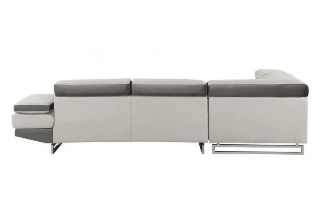 White Leather L Shaped Two Piece Corner Sectional - Homeroots - Flyclothing LLC