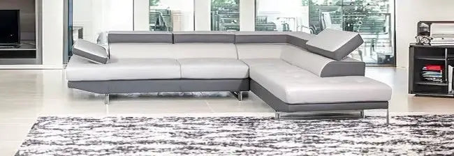 White Leather L Shaped Two Piece Corner Sectional - Homeroots - Flyclothing LLC