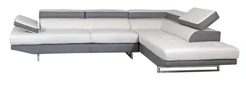 White Leather L Shaped Two Piece Corner Sectional - Homeroots - Flyclothing LLC