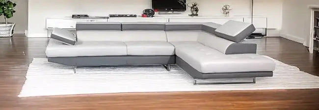 White Leather L Shaped Two Piece Corner Sectional - Homeroots - Flyclothing LLC