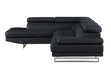 Black Faux Leather L Shaped Two Piece Corner Sectional - Homeroots - Flyclothing LLC