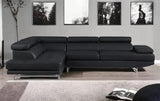 Black Faux Leather L Shaped Two Piece Corner Sectional - Homeroots