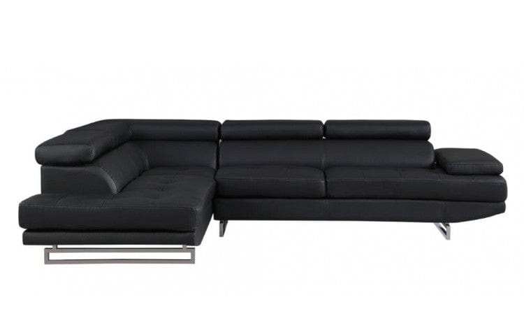 Black Faux Leather L Shaped Two Piece Corner Sectional - Homeroots - Flyclothing LLC