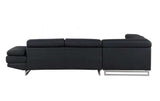 Black Faux Leather L Shaped Two Piece Corner Sectional - Homeroots - Flyclothing LLC