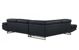 Black Faux Leather L Shaped Two Piece Corner Sectional - Homeroots - Flyclothing LLC