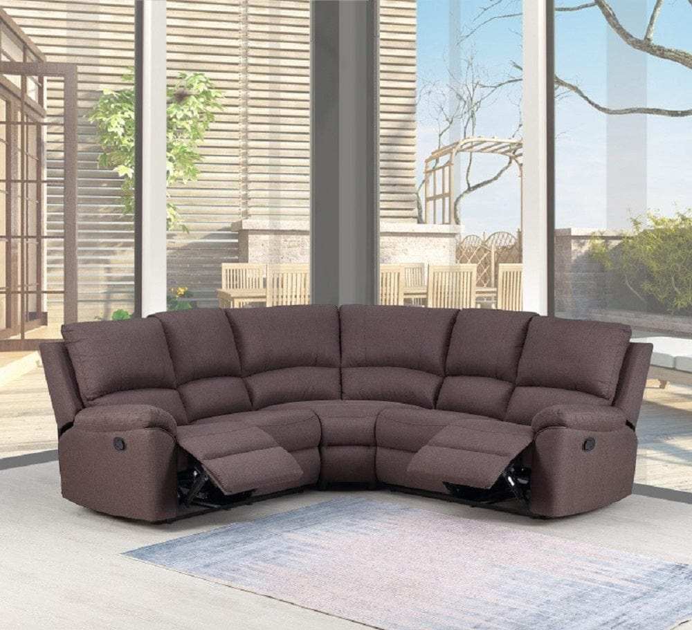 Brown Polyester Blend Reclining U Shaped Three Piece Corner Sectional - Homeroots - Flyclothing LLC
