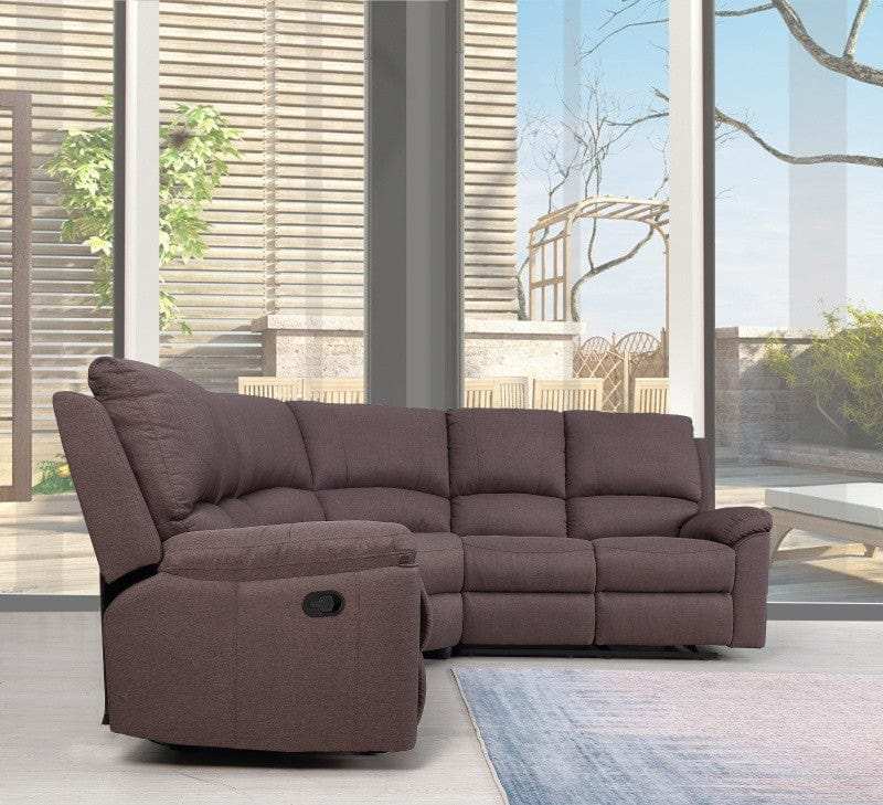 Brown Polyester Blend Reclining U Shaped Three Piece Corner Sectional - Homeroots - Flyclothing LLC