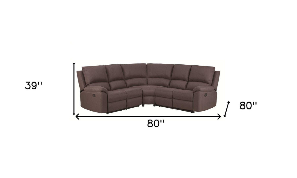 Brown Polyester Blend Reclining U Shaped Three Piece Corner Sectional - Homeroots - Flyclothing LLC