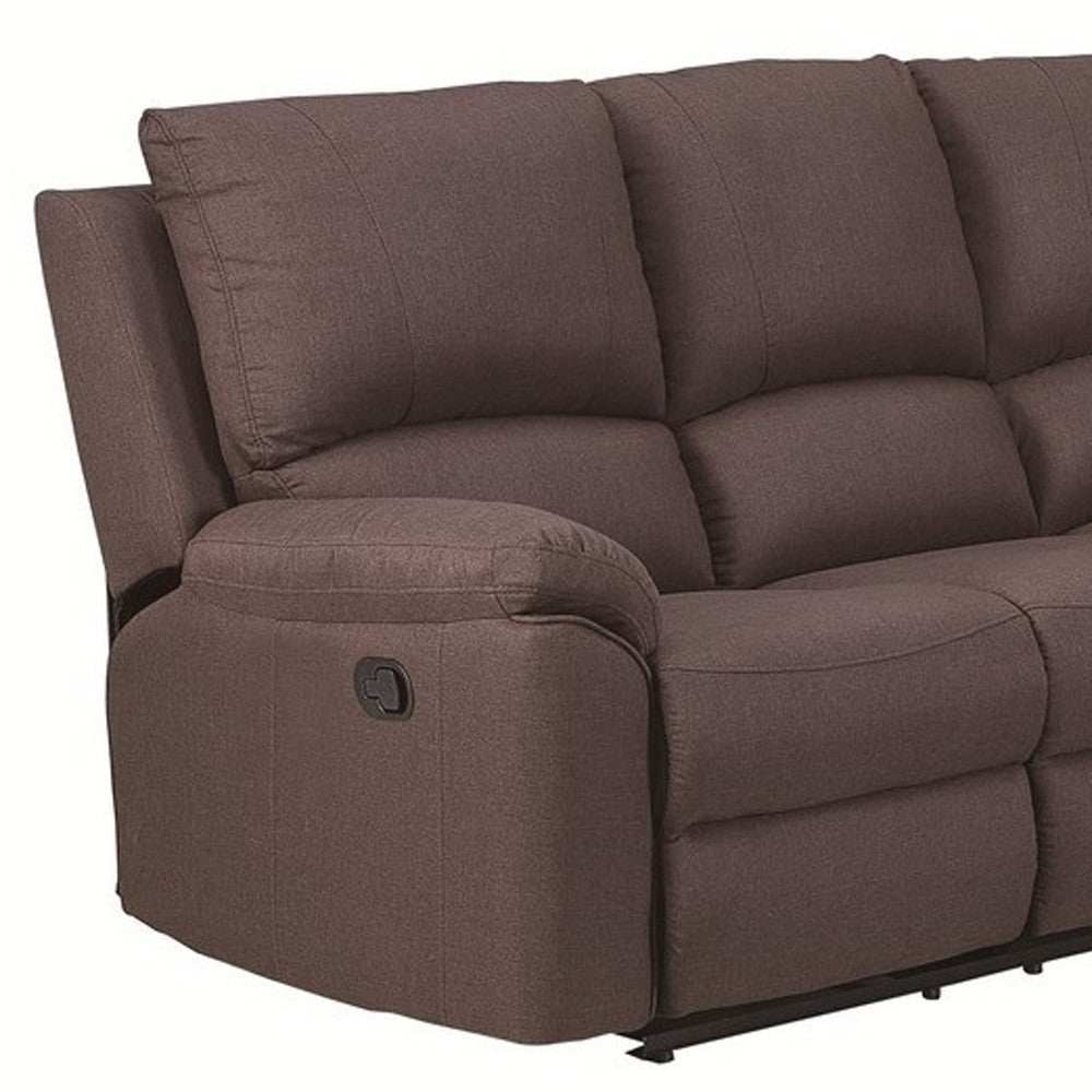 Brown Polyester Blend Reclining U Shaped Three Piece Corner Sectional - Homeroots - Flyclothing LLC