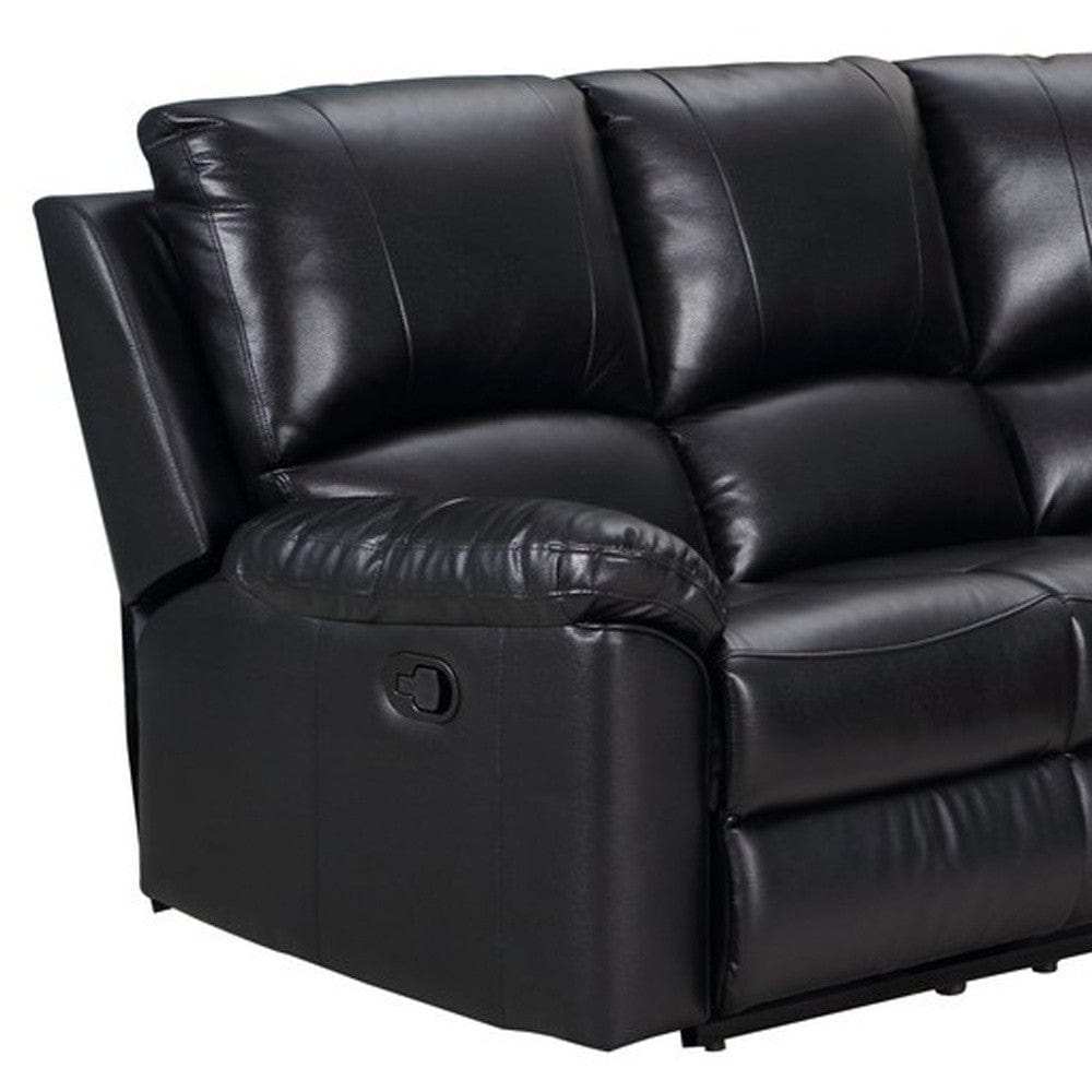 Black Polyester Blend Reclining U Shaped Three Piece Corner Sectional - Homeroots - Flyclothing LLC