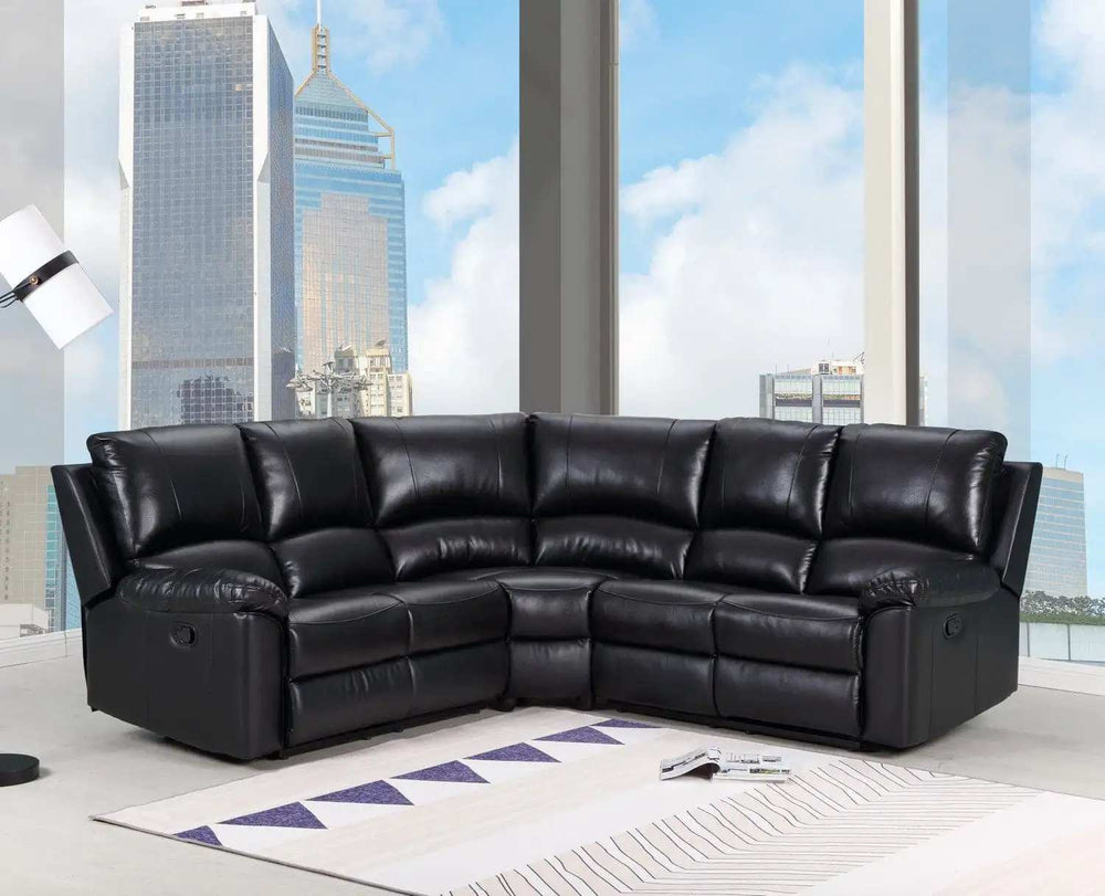 Black Polyester Blend Power Reclining U Shaped Three Piece Corner Sectional - Homeroots - Flyclothing LLC