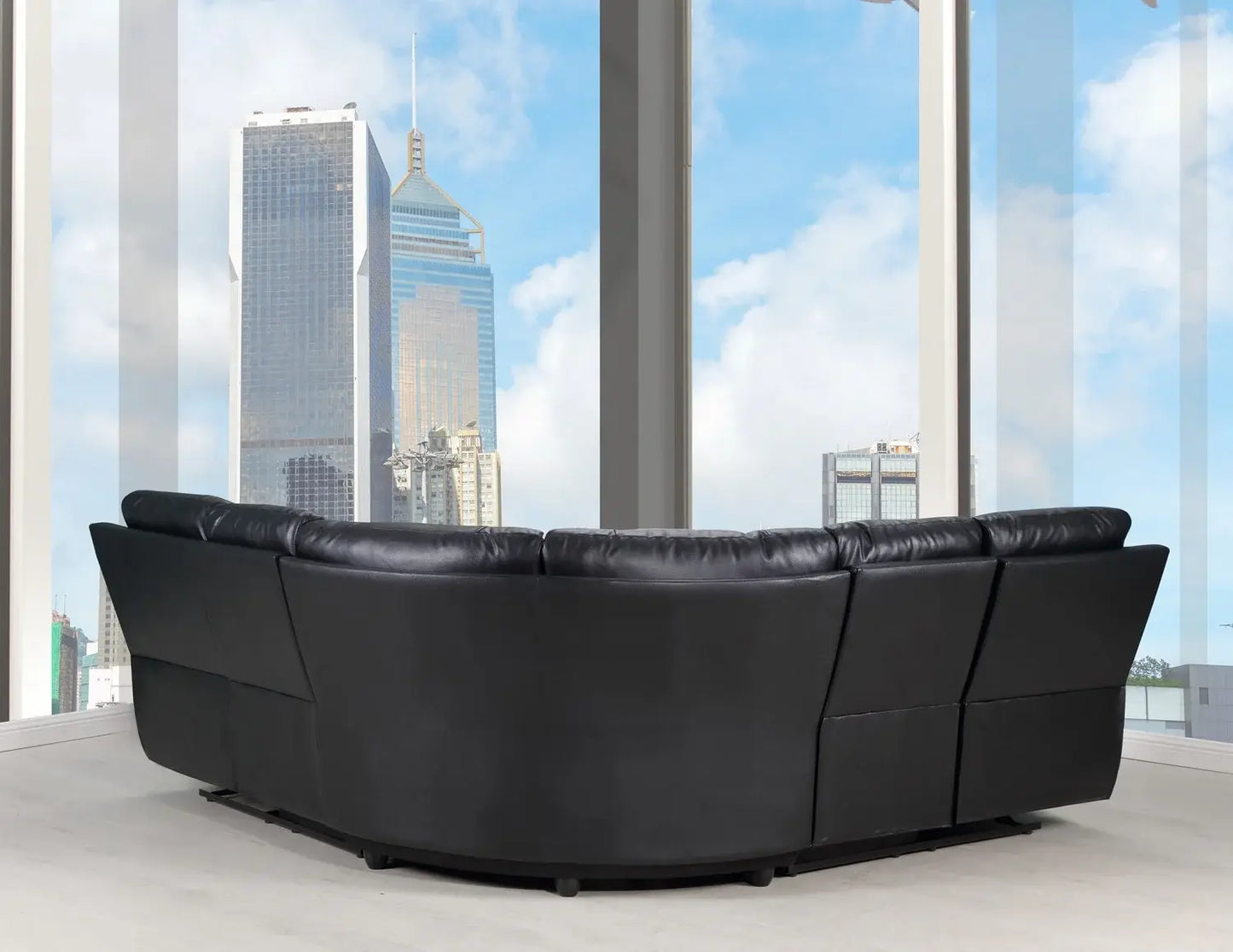Black Polyester Blend Power Reclining U Shaped Three Piece Corner Sectional - Homeroots - Flyclothing LLC