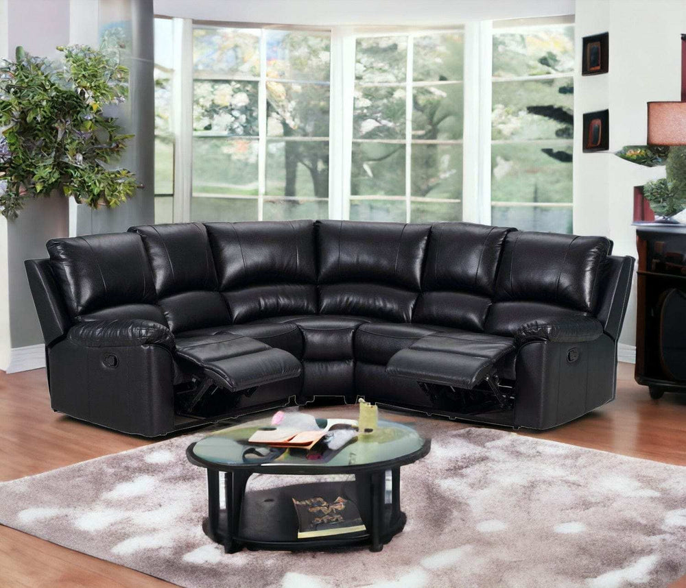 Black Polyester Blend Power Reclining U Shaped Three Piece Corner Sectional - Homeroots - Flyclothing LLC