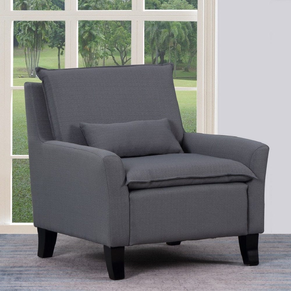 32" Gray And Black Fabric Arm Chair - Homeroots - Flyclothing LLC