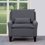 32" Gray And Black Fabric Arm Chair - Homeroots - Flyclothing LLC