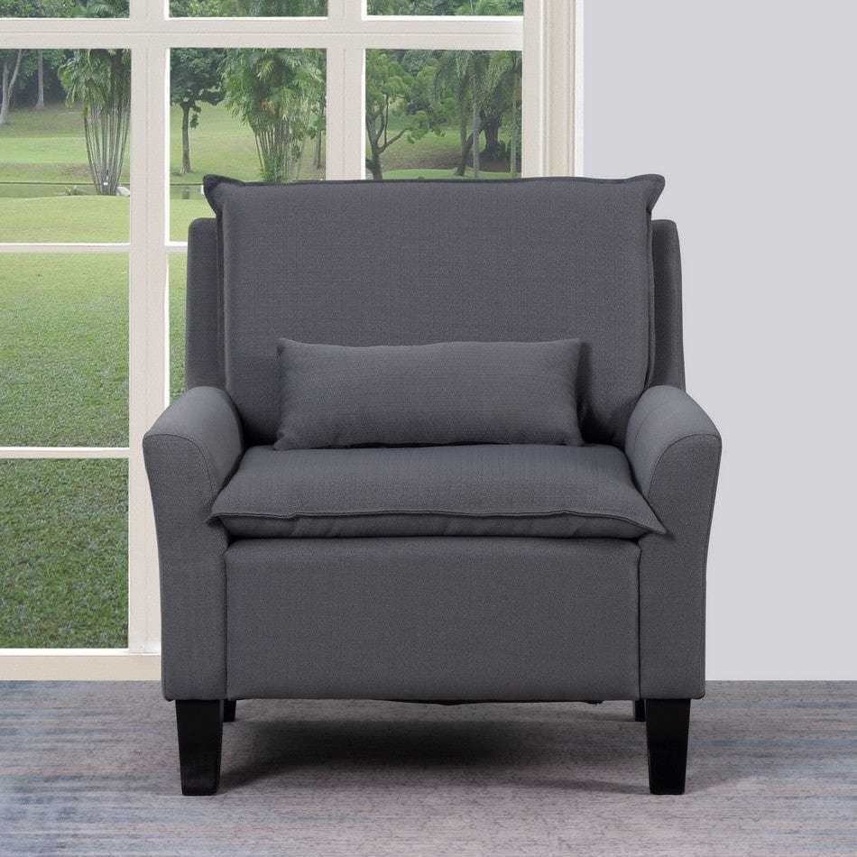32" Gray And Black Fabric Arm Chair - Homeroots