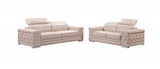 Two Piece Indoor Beige Italian Leather Five Person Seating Set - Homeroots - Flyclothing LLC