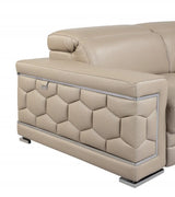 Two Piece Indoor Beige Italian Leather Five Person Seating Set - Homeroots - Flyclothing LLC