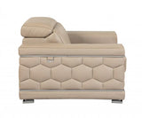 Two Piece Indoor Beige Italian Leather Five Person Seating Set - Homeroots - Flyclothing LLC