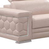 Two Piece Indoor Beige Italian Leather Five Person Seating Set - Homeroots - Flyclothing LLC