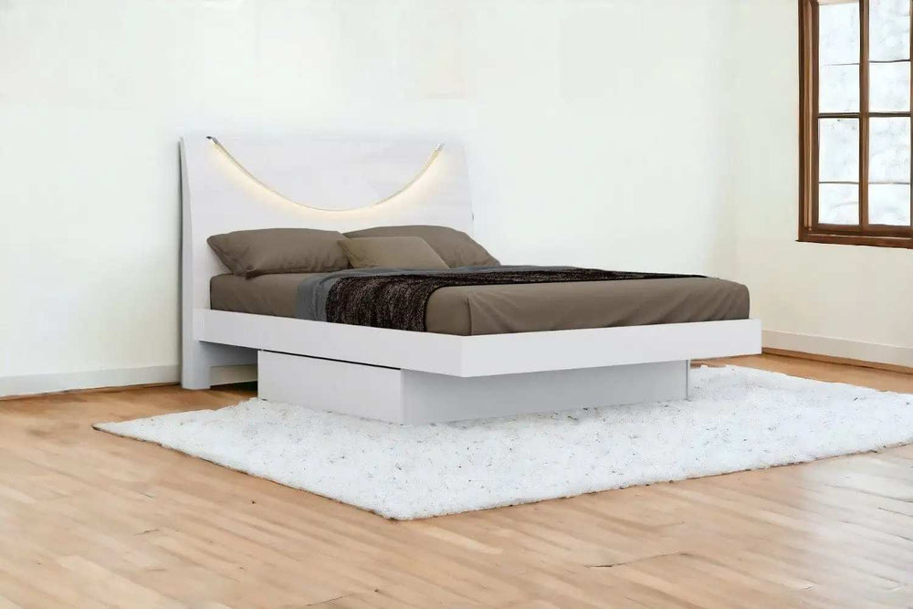 Solid Wood Queen White Bed - Homeroots - Flyclothing LLC