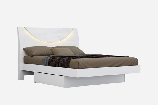 Solid Wood King White Bed - Homeroots