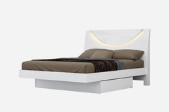 Solid Wood King White Bed - Homeroots