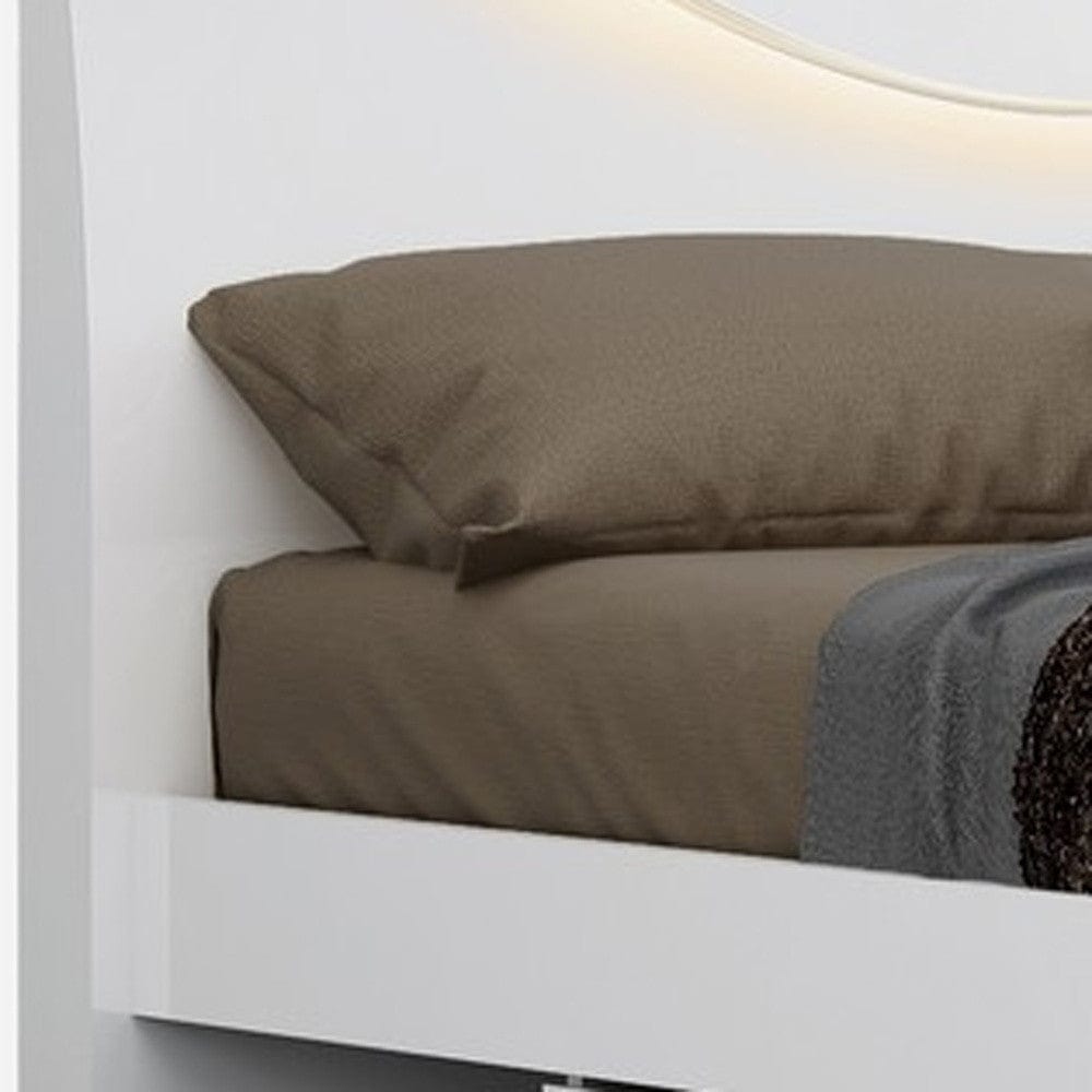 Solid Wood King White Bed - Homeroots