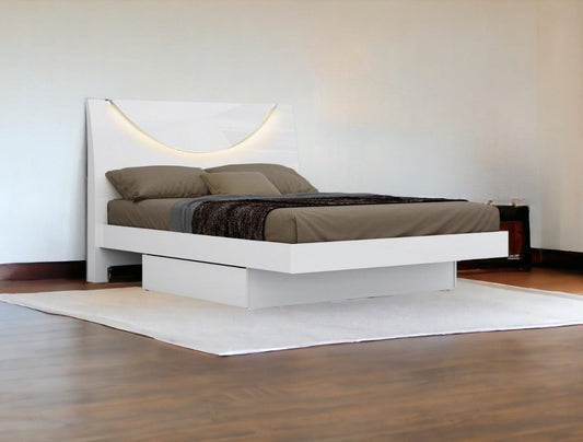 Solid Wood King White Bed - Homeroots